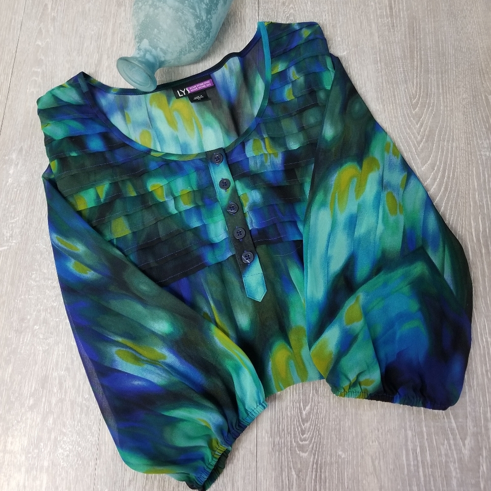 Colorful semi sheer blouse - Picture 5 of 9